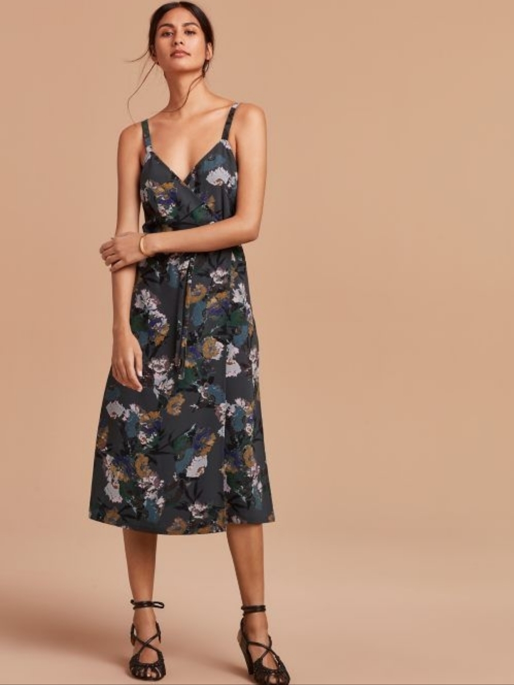 Aritzia Wilfred Astere Floral Midi Wrap Dress Dark Floral Medium Romantic Grunge